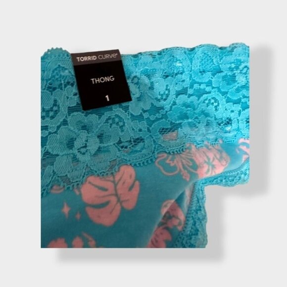 NWT torrid Cotton Mid-Rise Thong Lace Trim Panty 1 1x - Picture 6 of 7